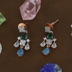 Rosepolished Shinning Diamond Necklace With Earrings