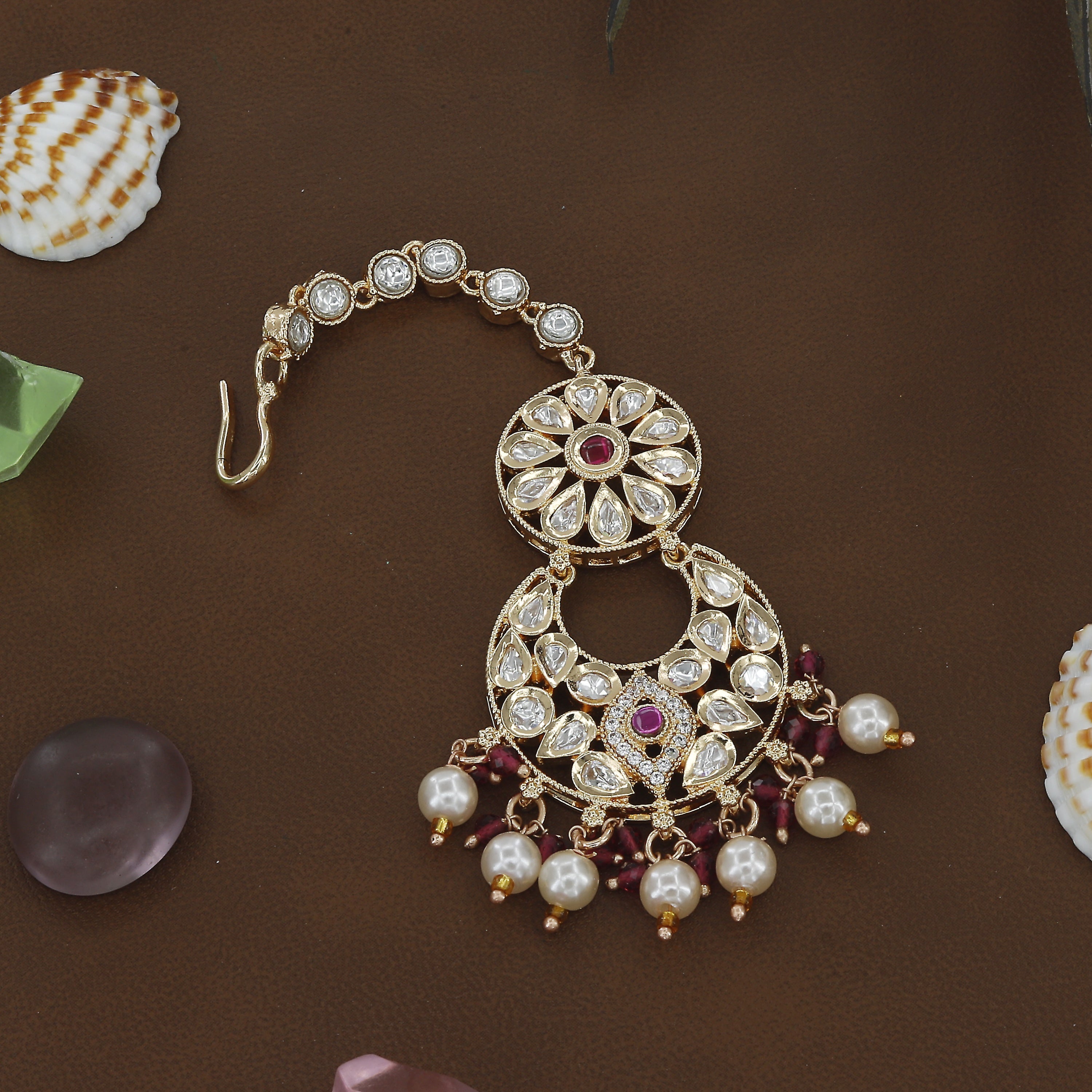 Jadtar Kundan Antique Necklace Set With Tikka