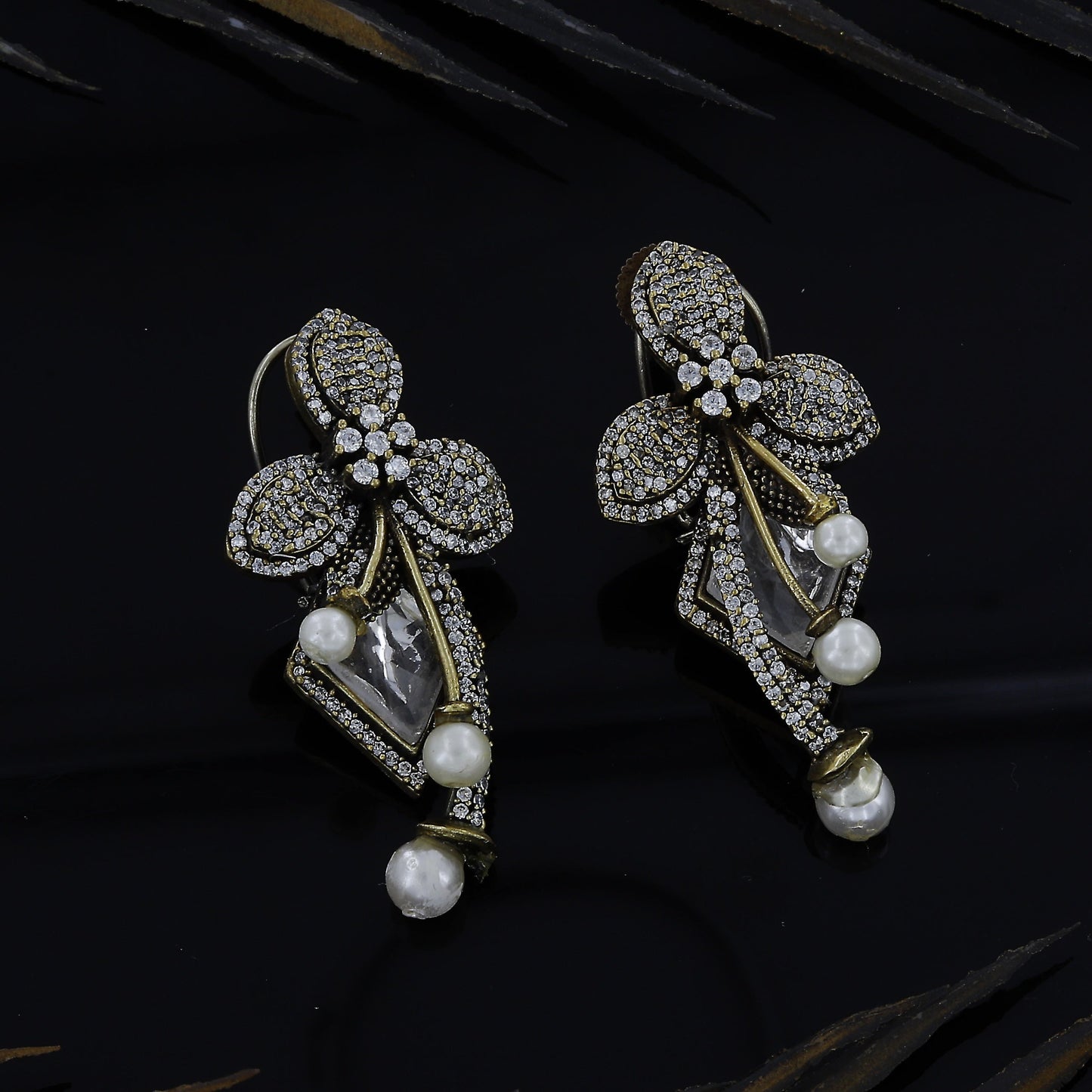 German Polish Kundan Diamond Earrings