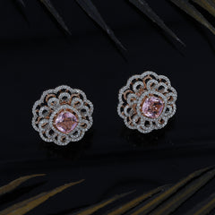 Big Diamond Top Earring With Colour