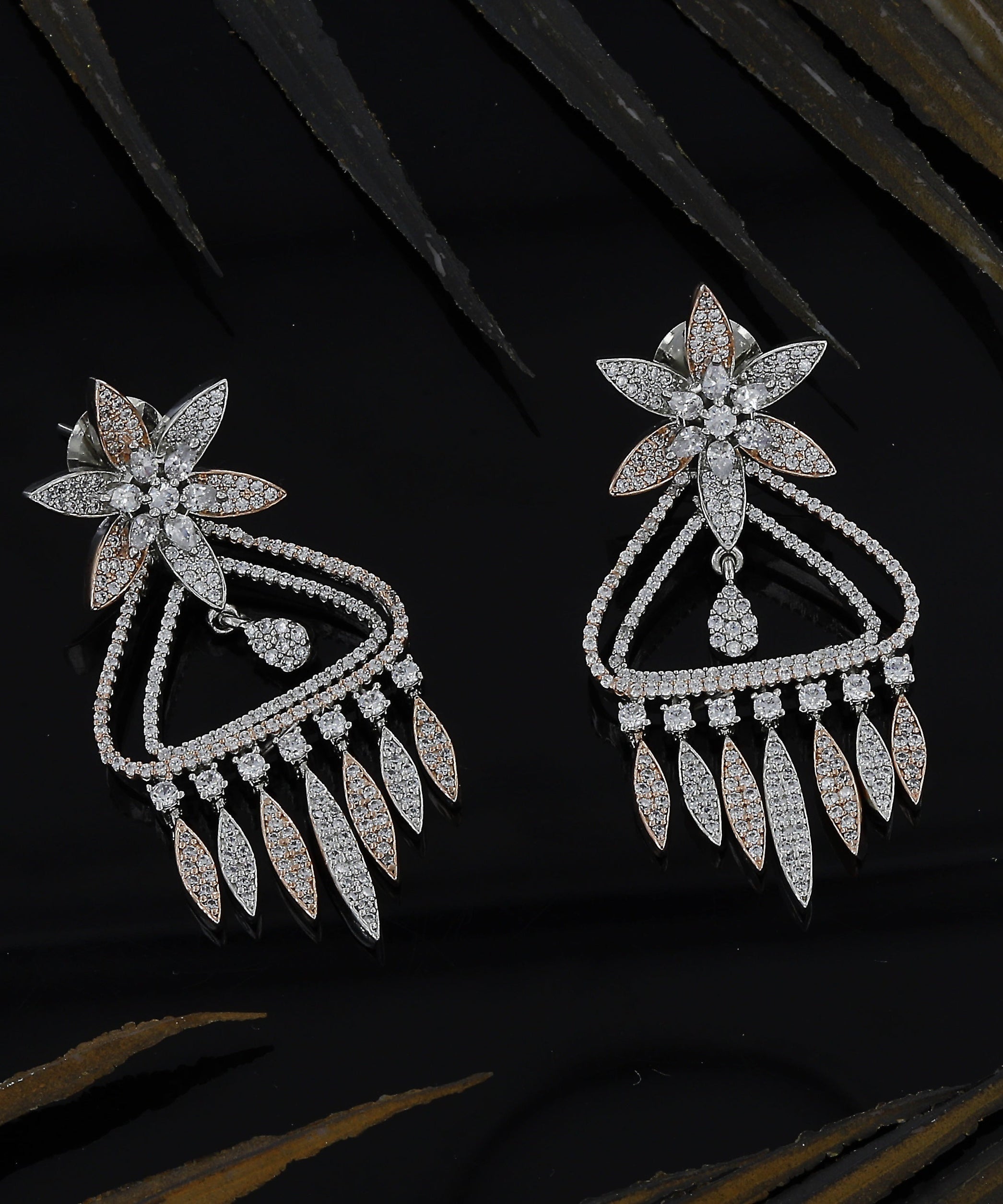 Triangle Shape Diamond Earrings For Girls