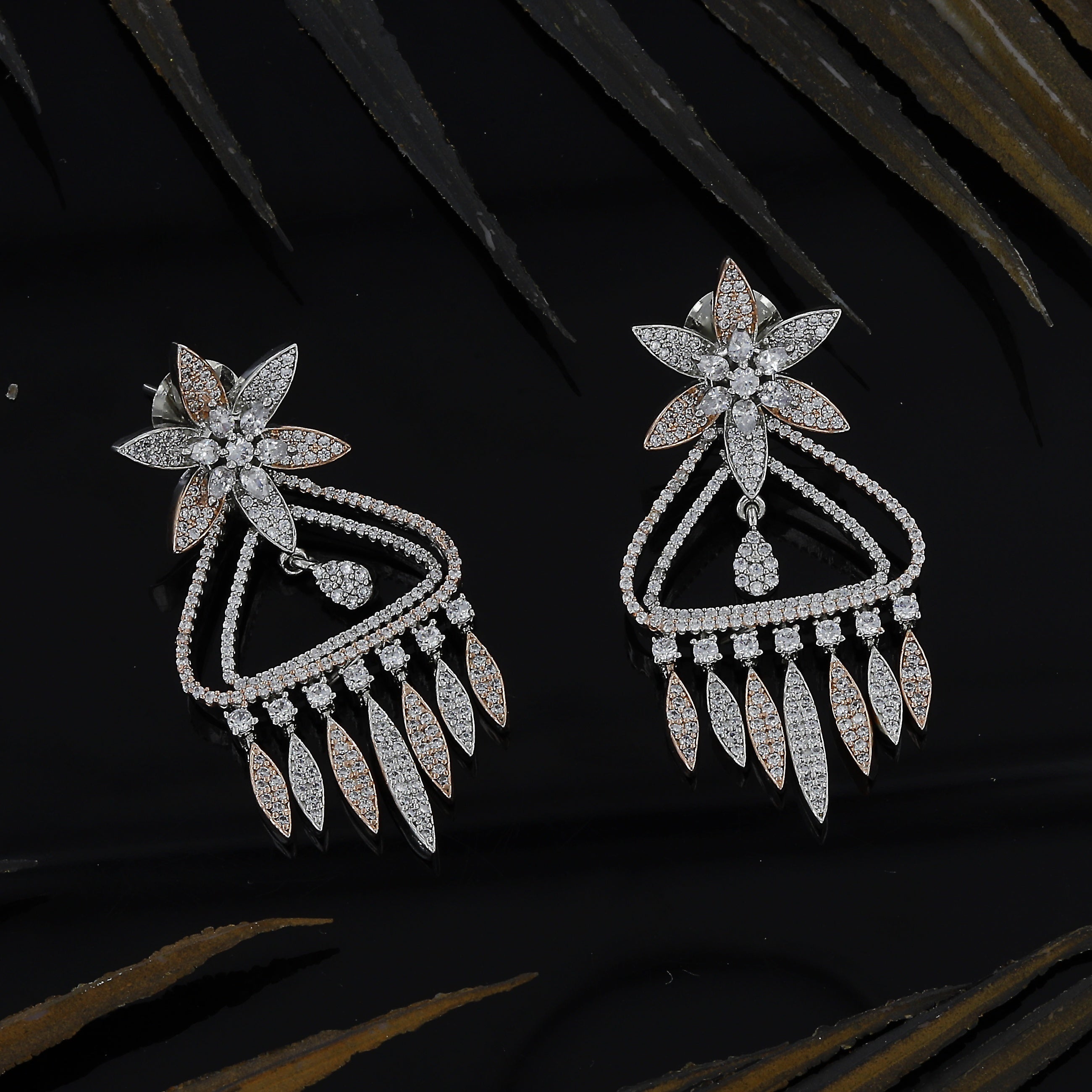 Triangle Shape Diamond Earrings For Girls