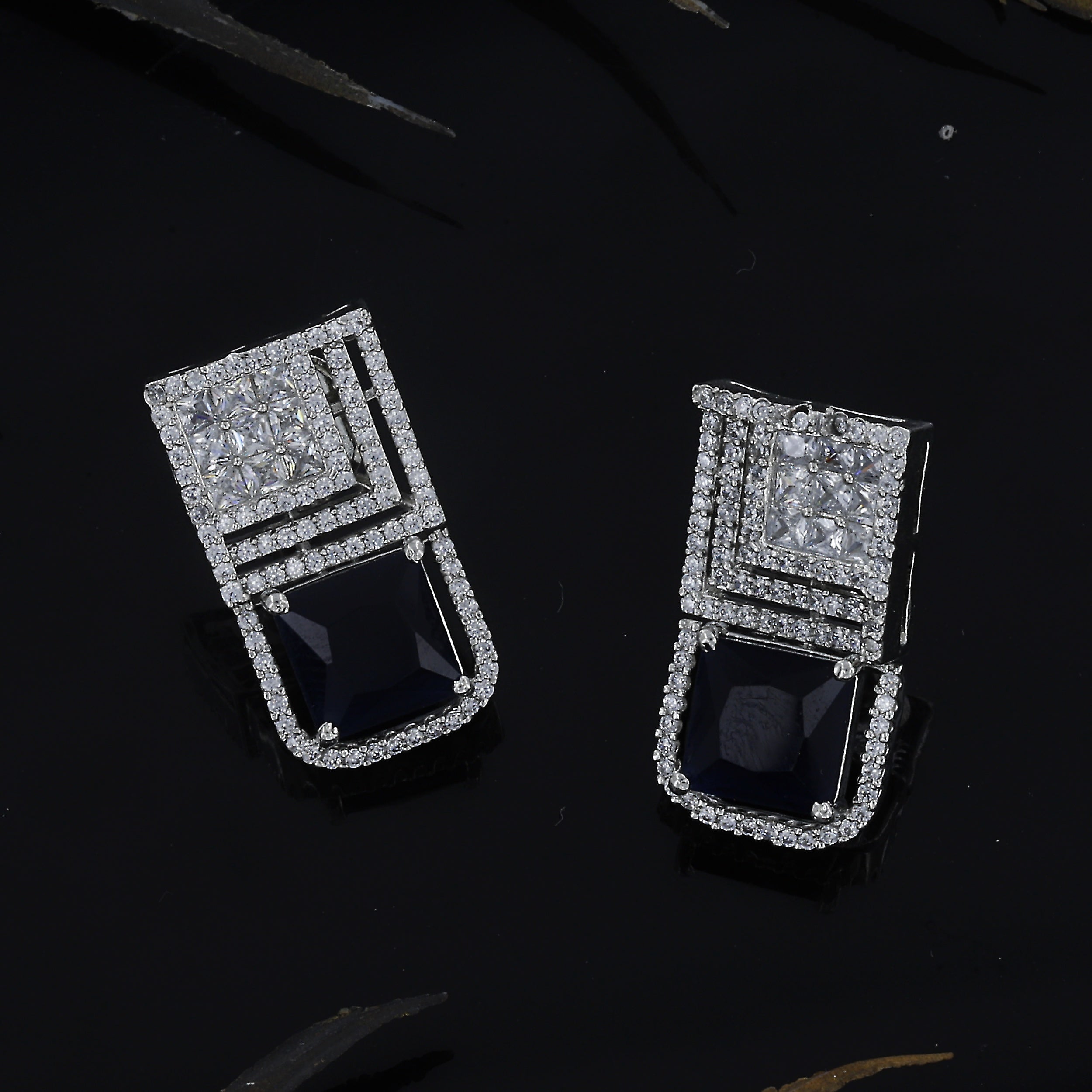 Mini Short Diamond Earrings With Colour