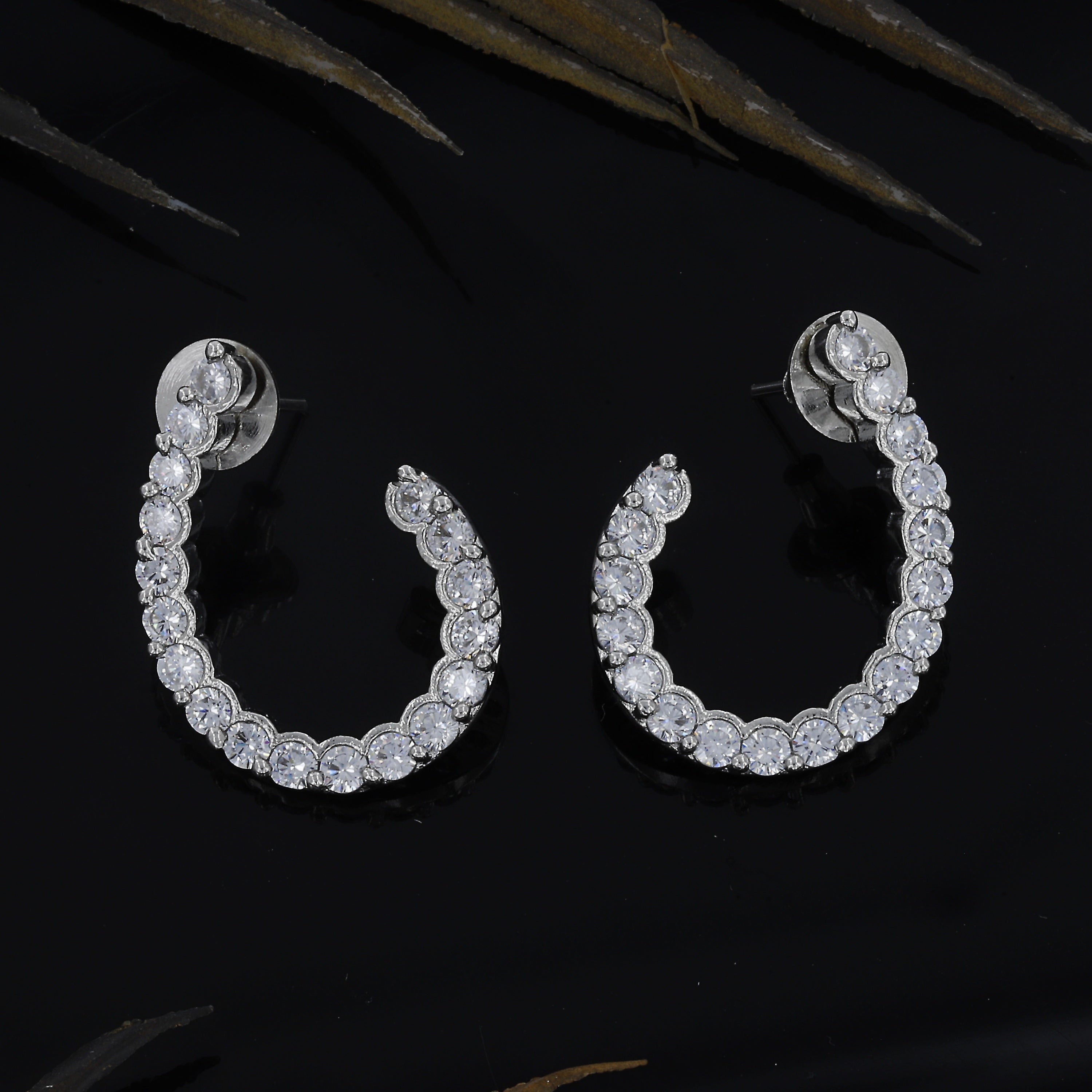 Mini Girls Big Diamond Silver Earrings