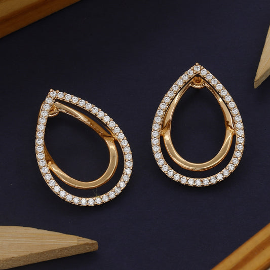 Marquise Shape Gold Tone Top Earrings