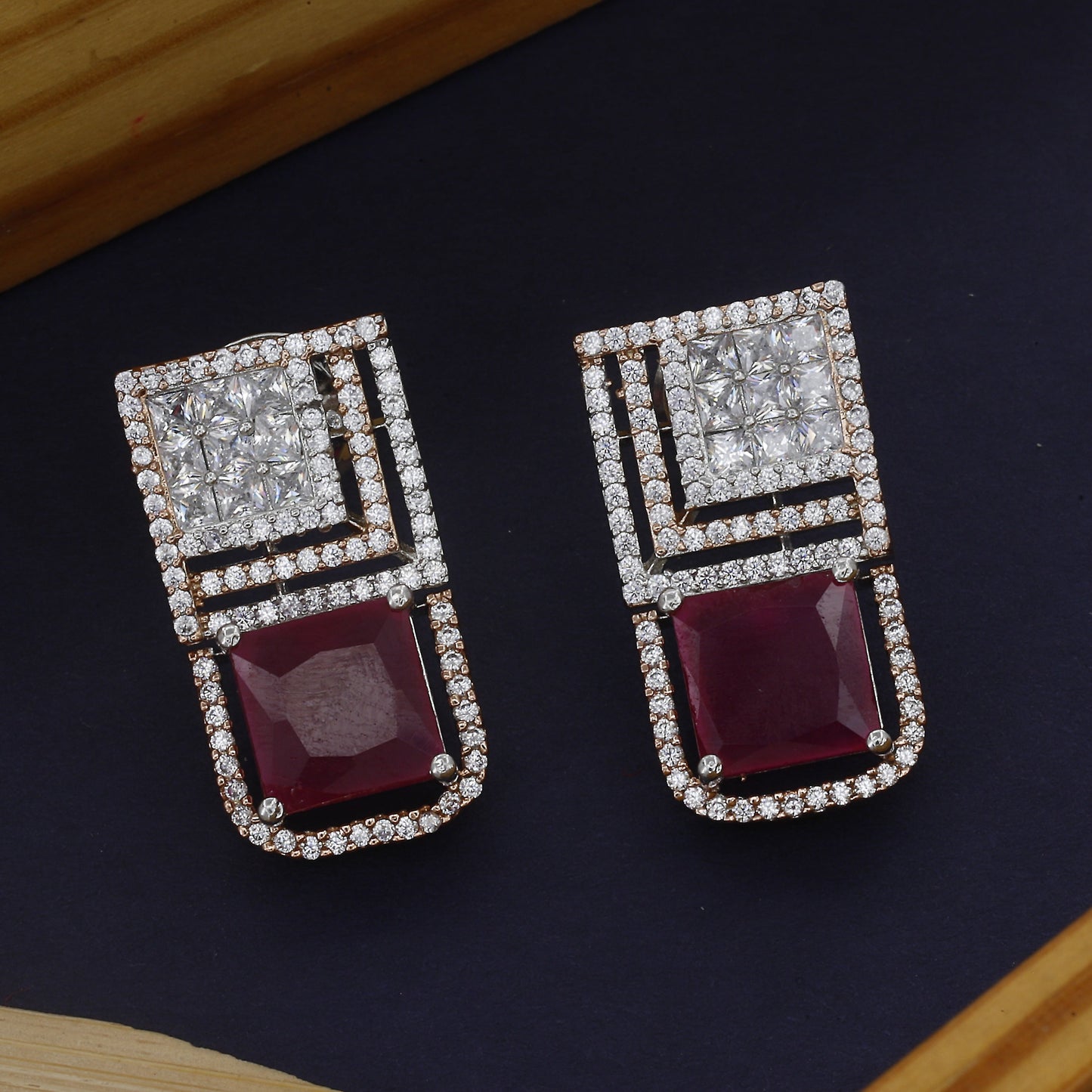 Mini Short Diamond Earrings With Colour