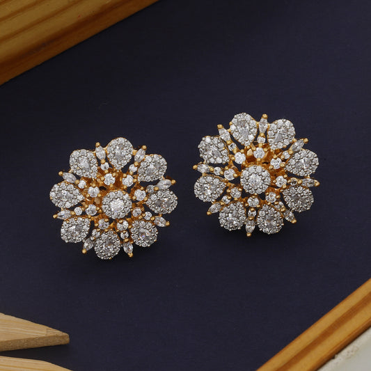 Gold Tone Flower Design Top Earrings