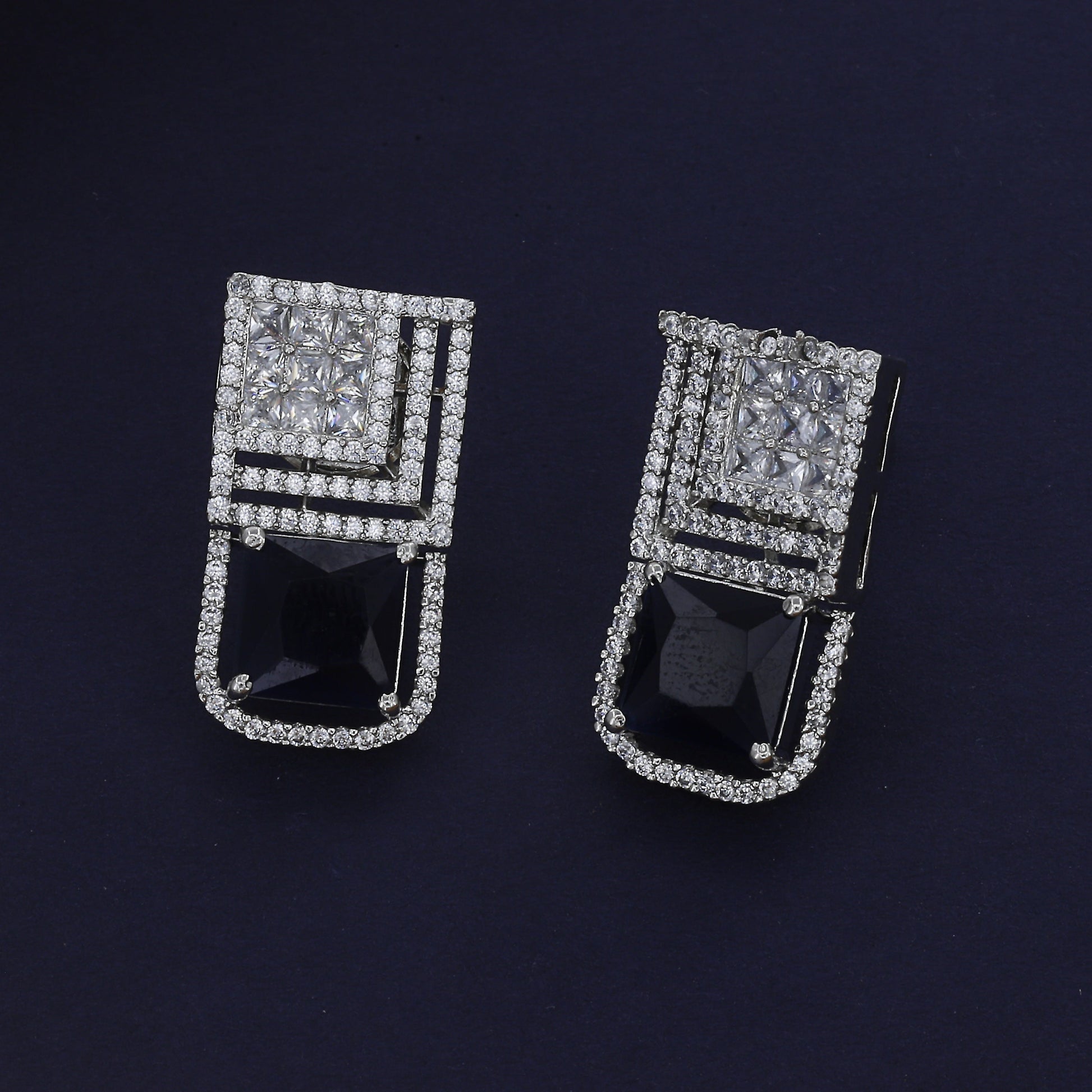 Mini Short Diamond Earrings With Colour