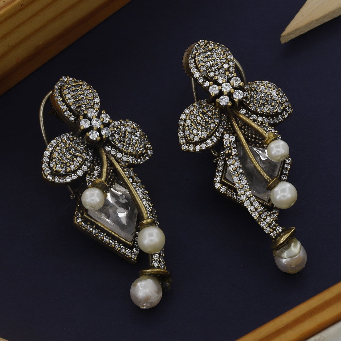 German Polish Kundan Diamond Earrings