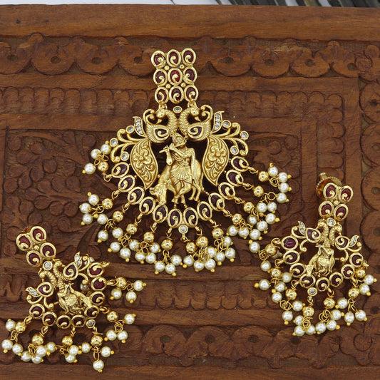 Antique Temple Wear God Krishna Pendent Butti