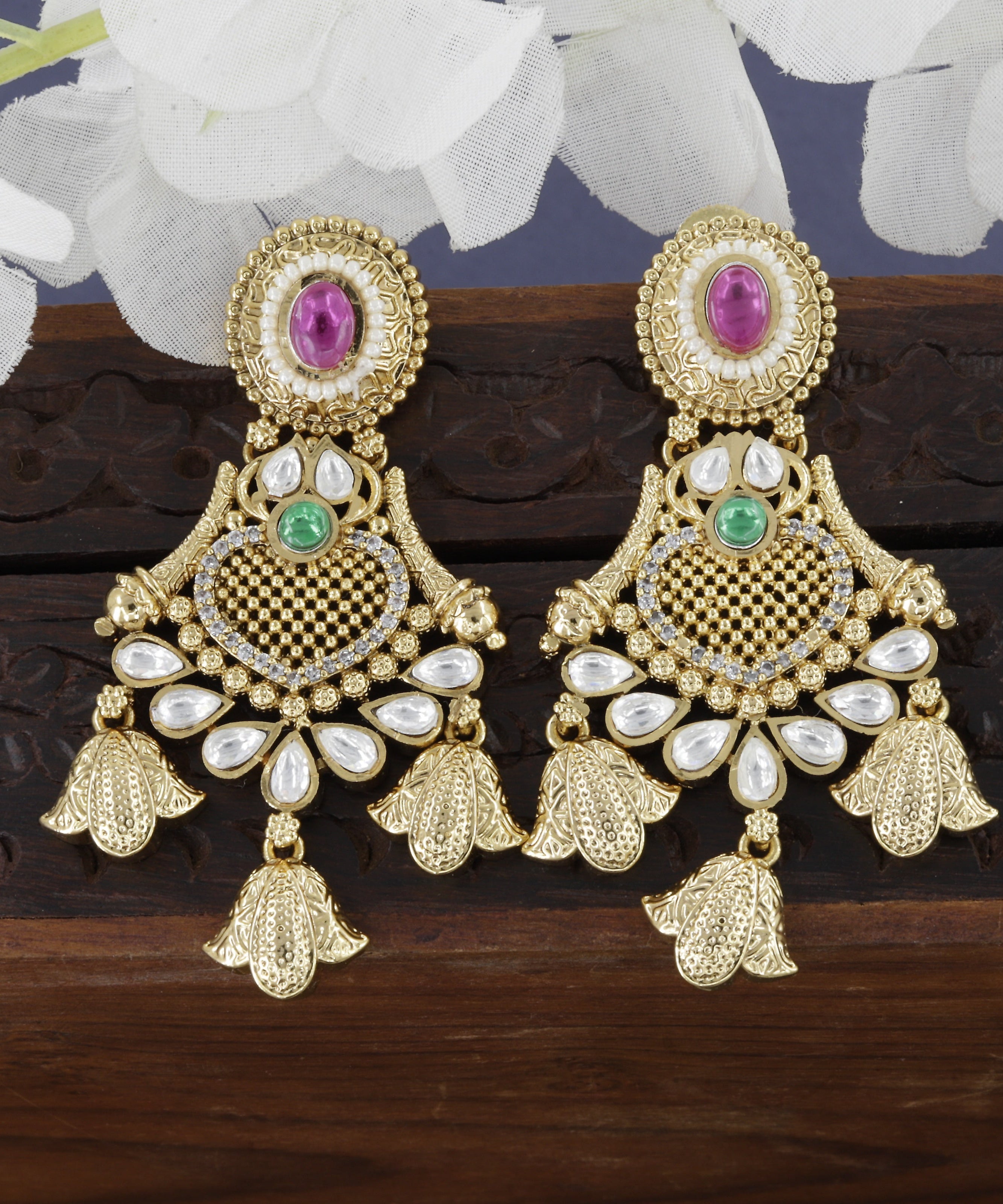 Antique Merquise Cut Kundan Earrings