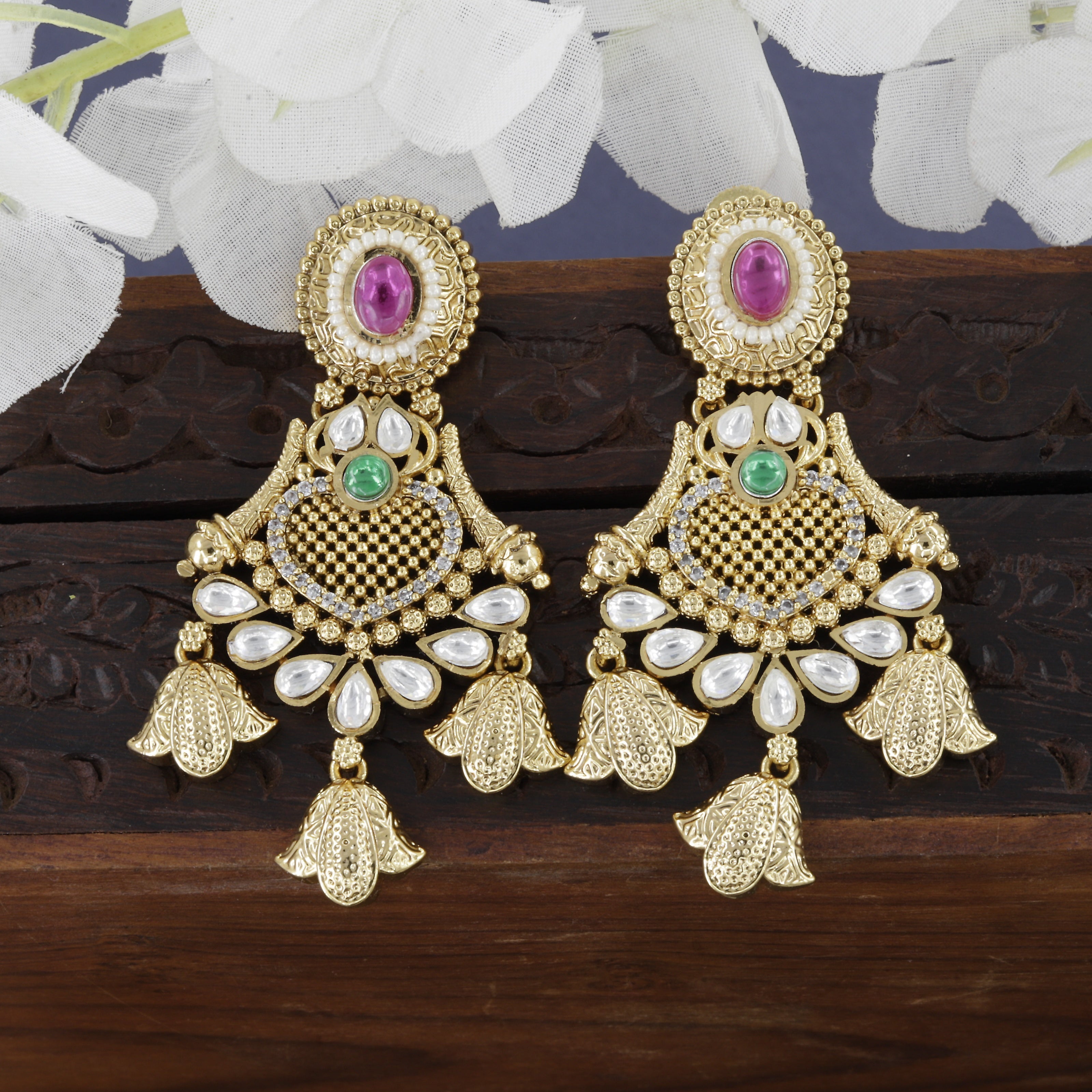 Antique Merquise Cut Kundan Earrings