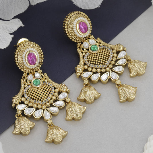 Antique Merquise Cut Kundan Earrings