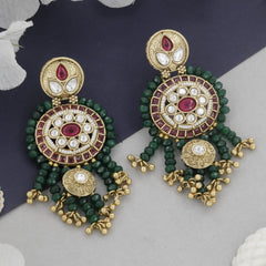 Antique Green Moti Border Earrings For Women