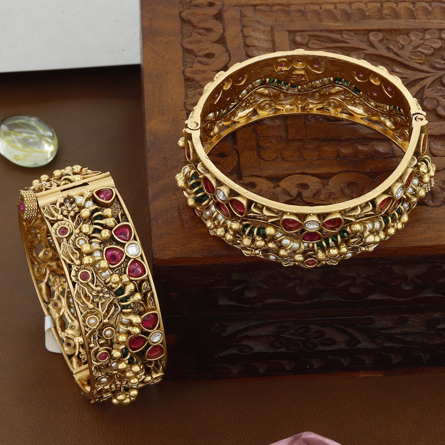 Ruby Colour Antique Kundan Patla