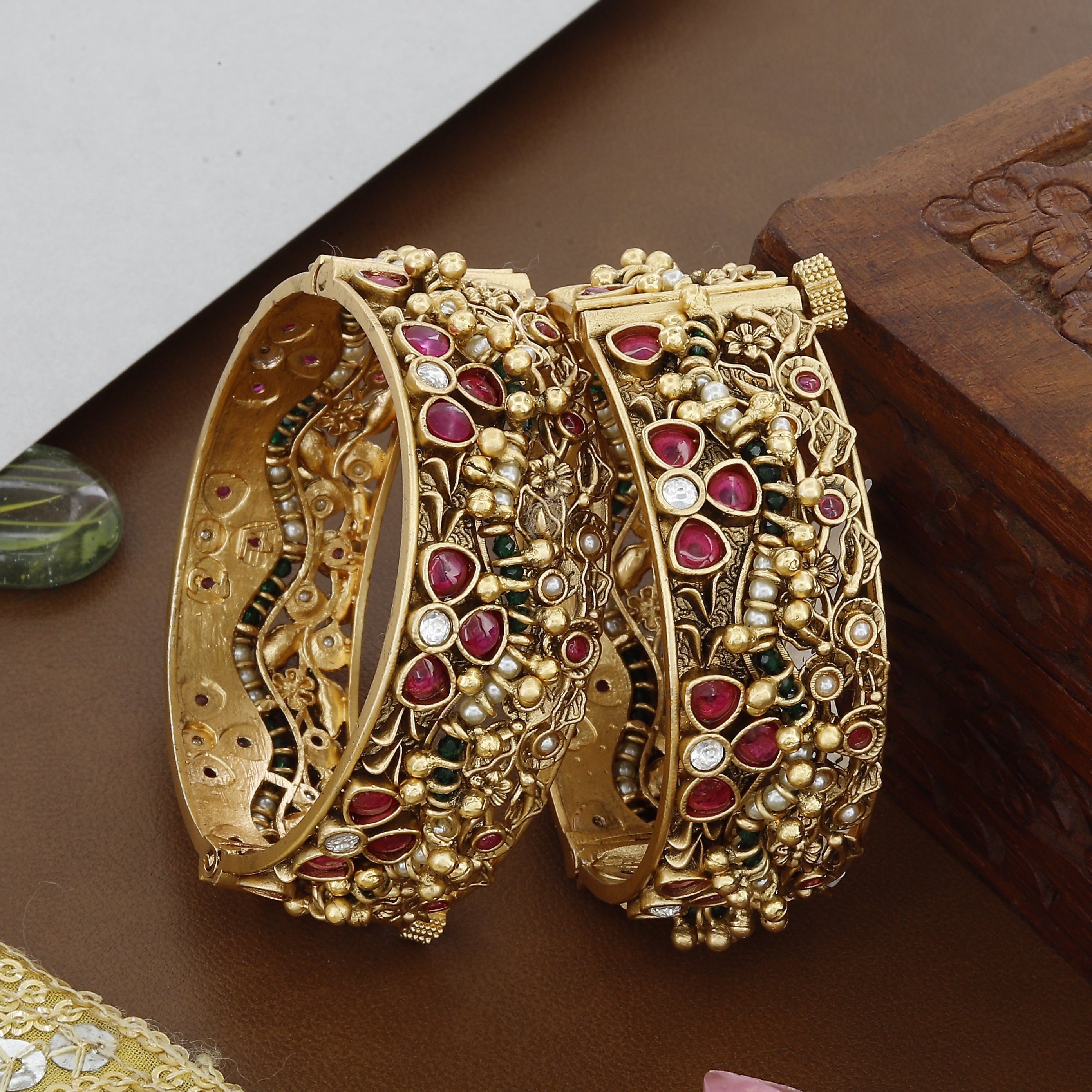 Ruby Colour Antique Kundan Patla