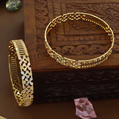 Womens Two Real Gold Tone Bangles
