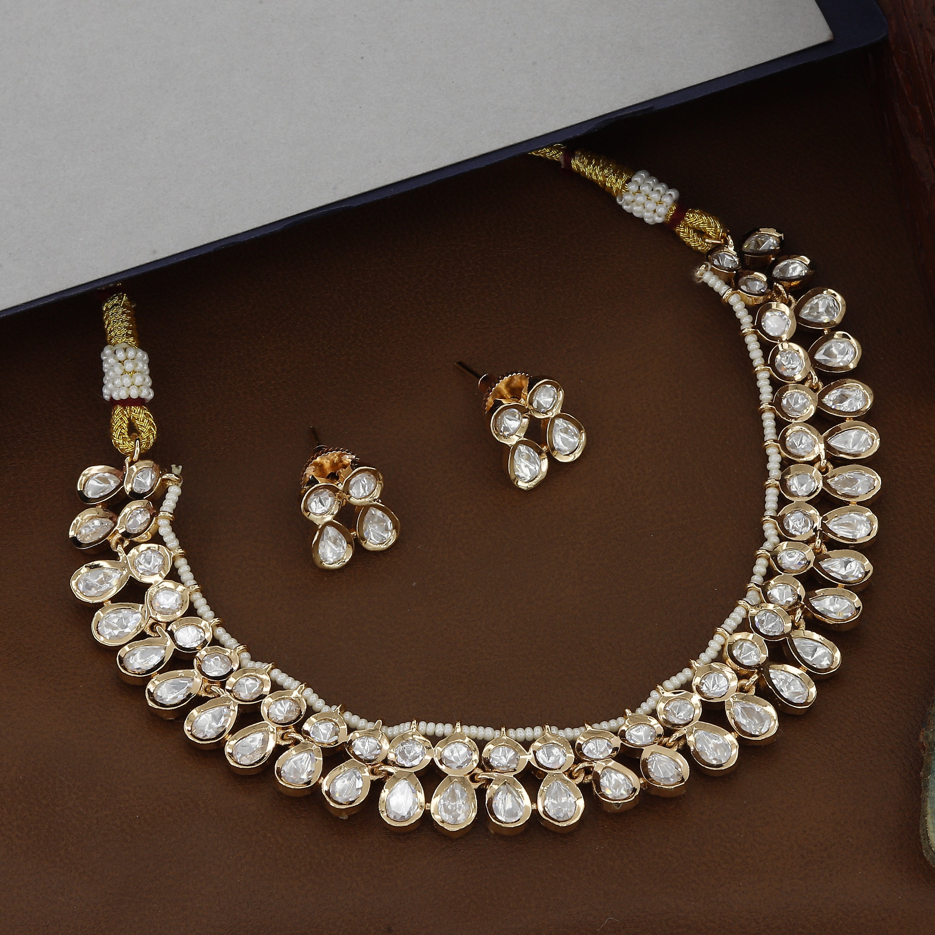 Kundan Necklace Set With Earrings For Women