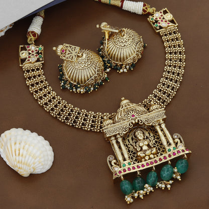 Antique Tample Wear Choker With Earrings