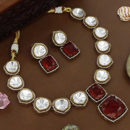 Big Kundan Germanpolish Necklace Set