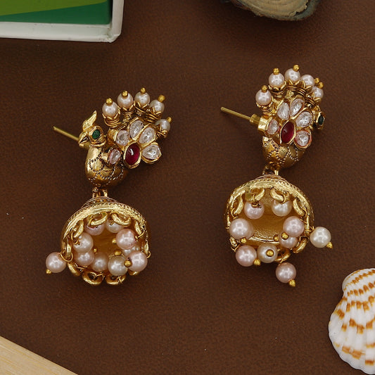 Antique Mini Jumkha Wedding Wear Earrings