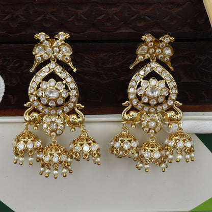 Antqiue Mini Kundan Short Earrings With Colors