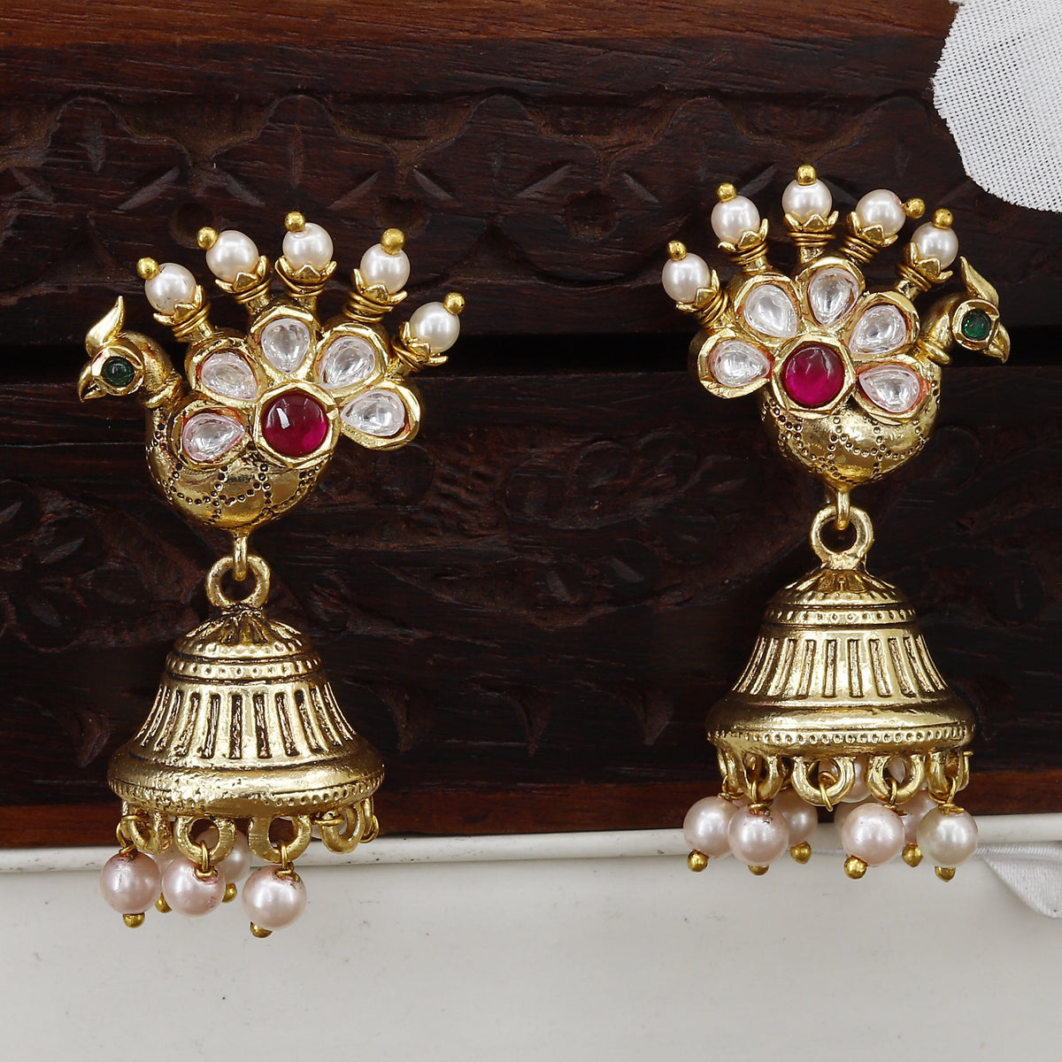 Antique Mini Jumkha Wedding Wear Earrings