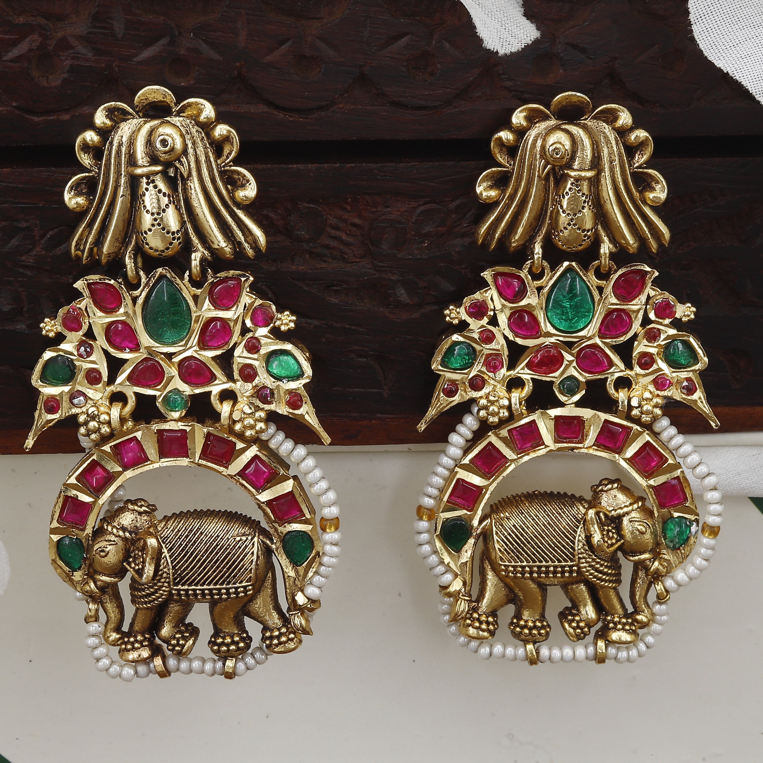 Antique Earrings With Elephant Design