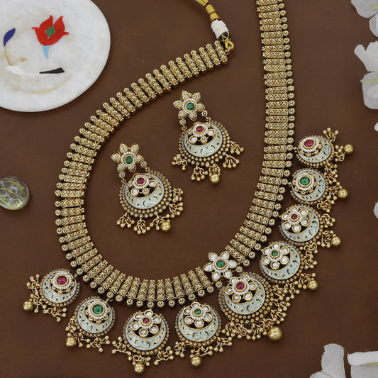 Antique Heavy Bridal Wear Long Necklace