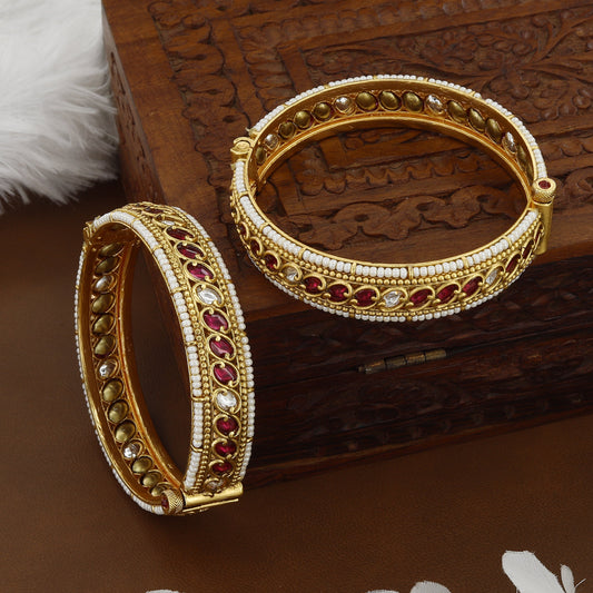 Antique Moti And Color Kundan Slim Patla