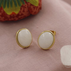 White Marble Circle Stone Giftable Earrings