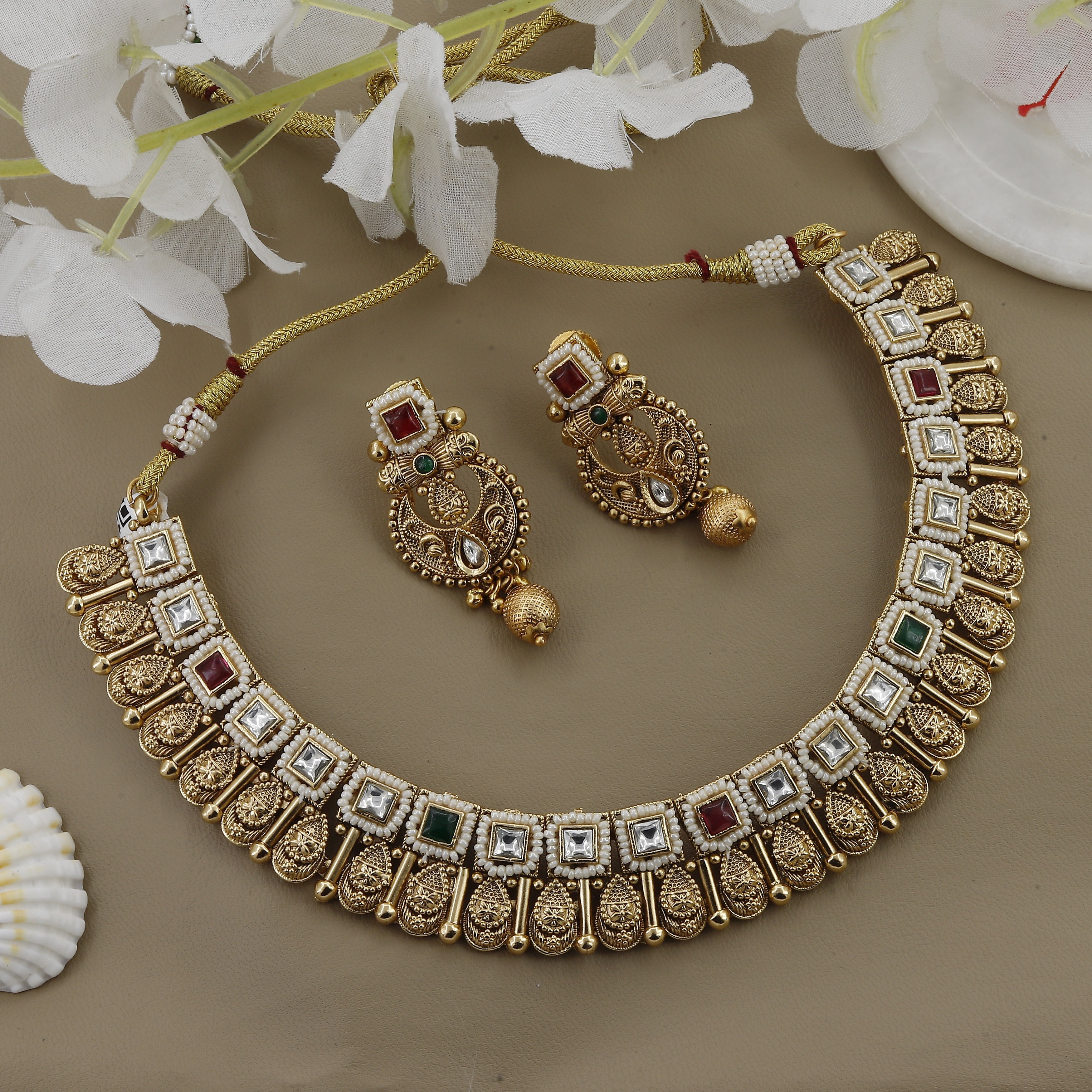 Charming Antique Choker Set With Earrings