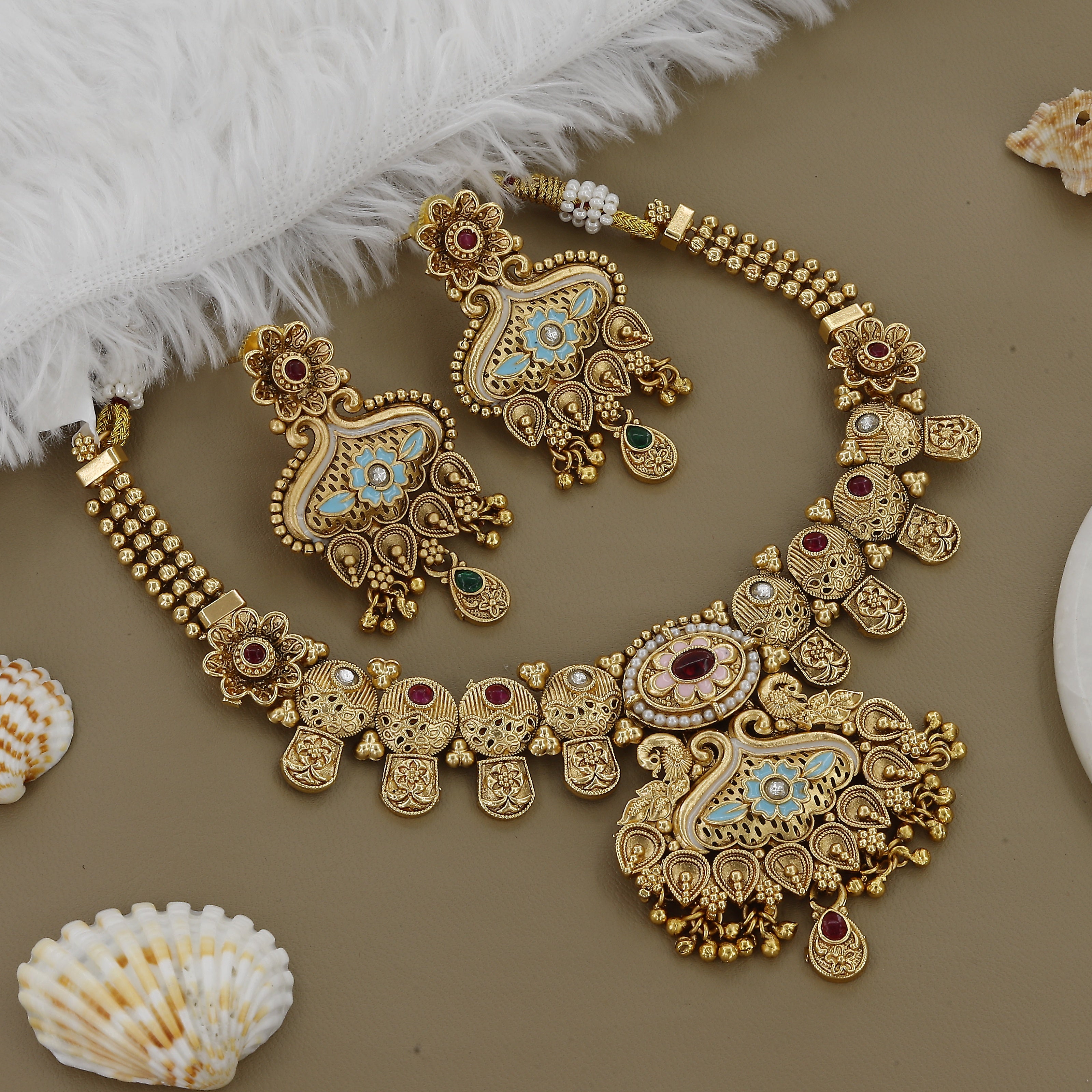 Antique Necklace With Unique Earrings