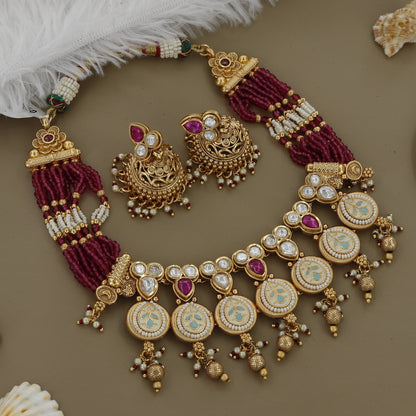 Pastel Design Moti Kundan Choker Set