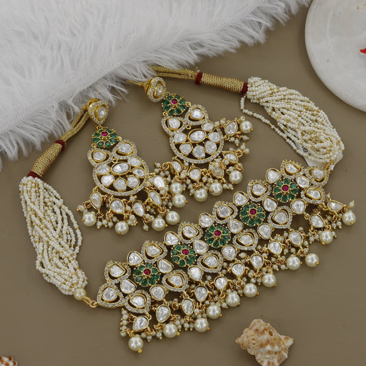 Heavy Bridal Moti Choker Set For Women