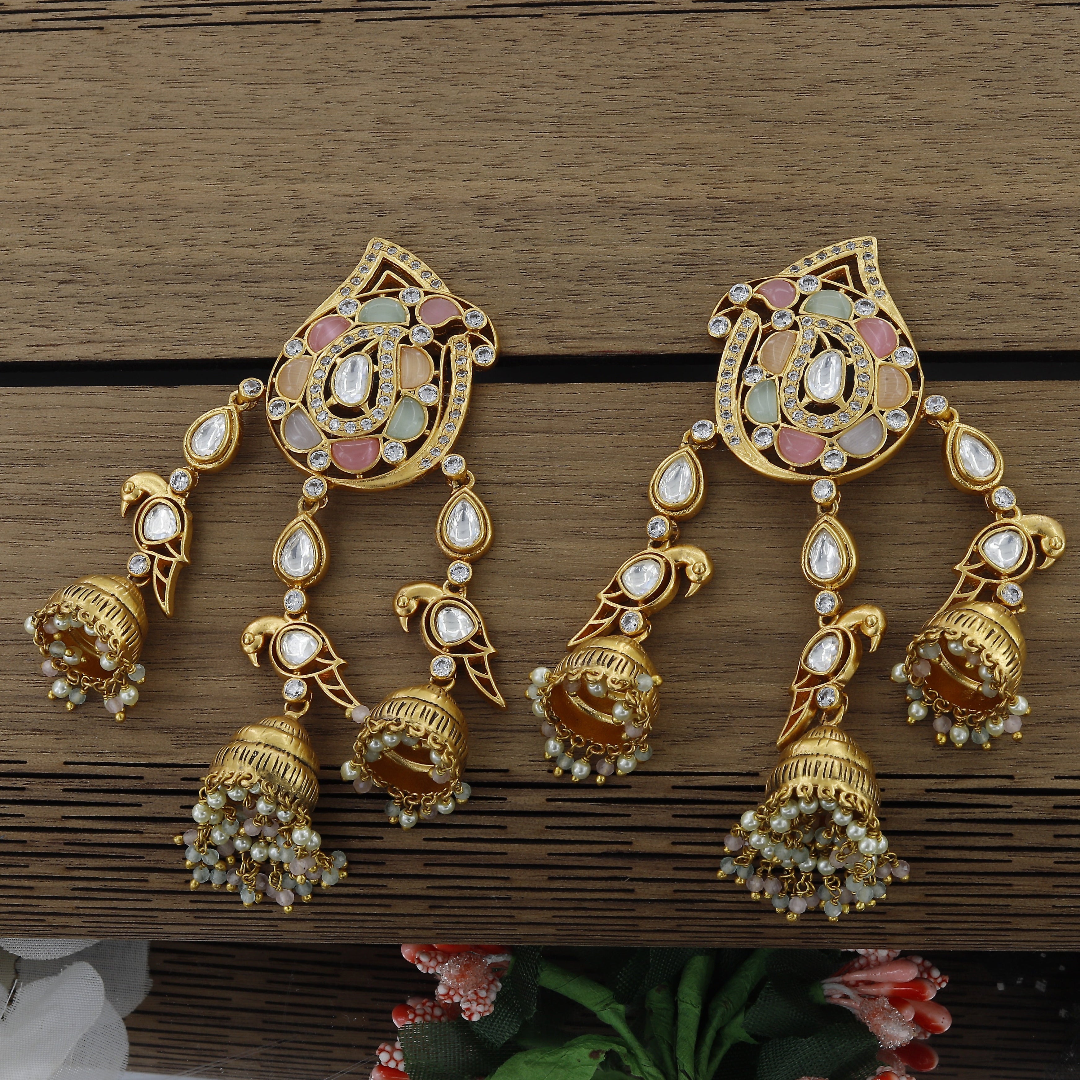 Antique Kundan Long Occasion Wear Earrings