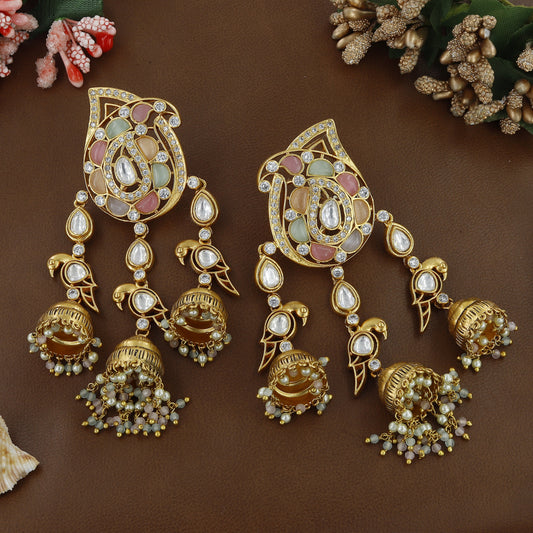 Antique Kundan Long Occasion Wear Earrings